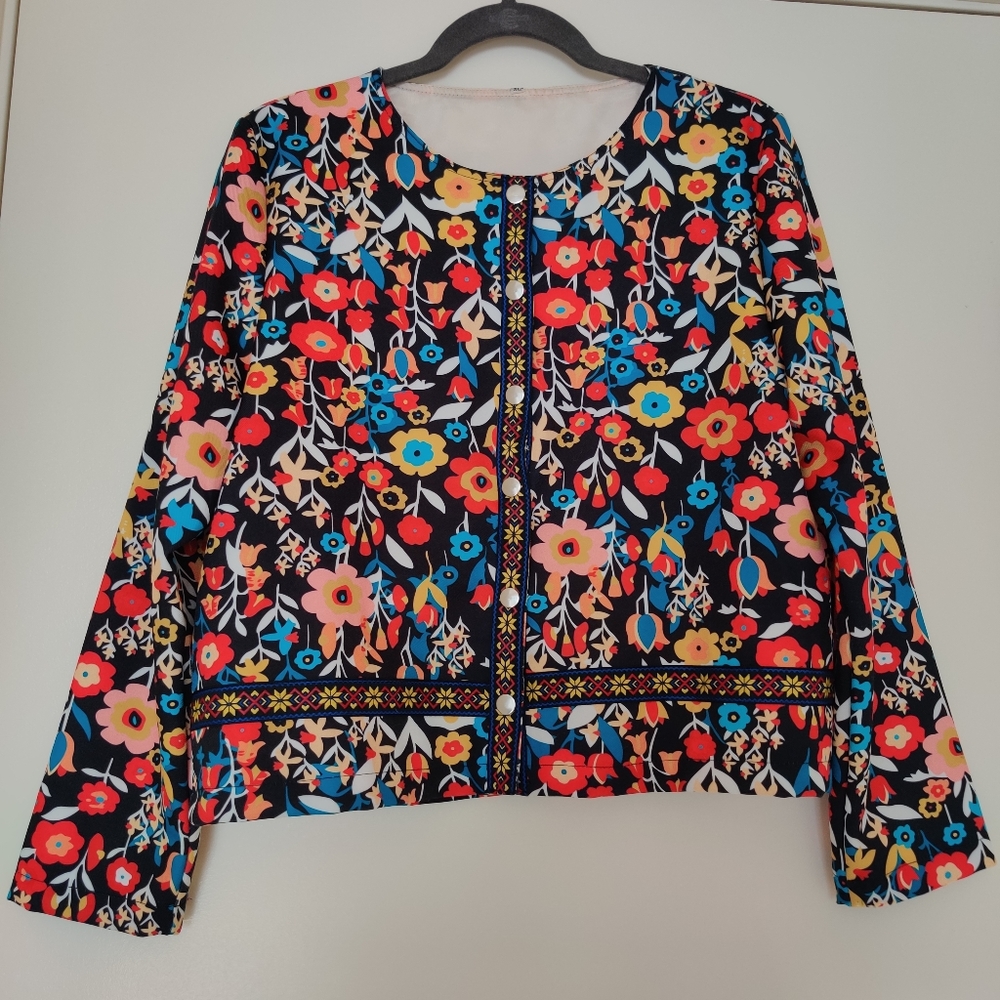 Vintage colorful flower motif jacket
